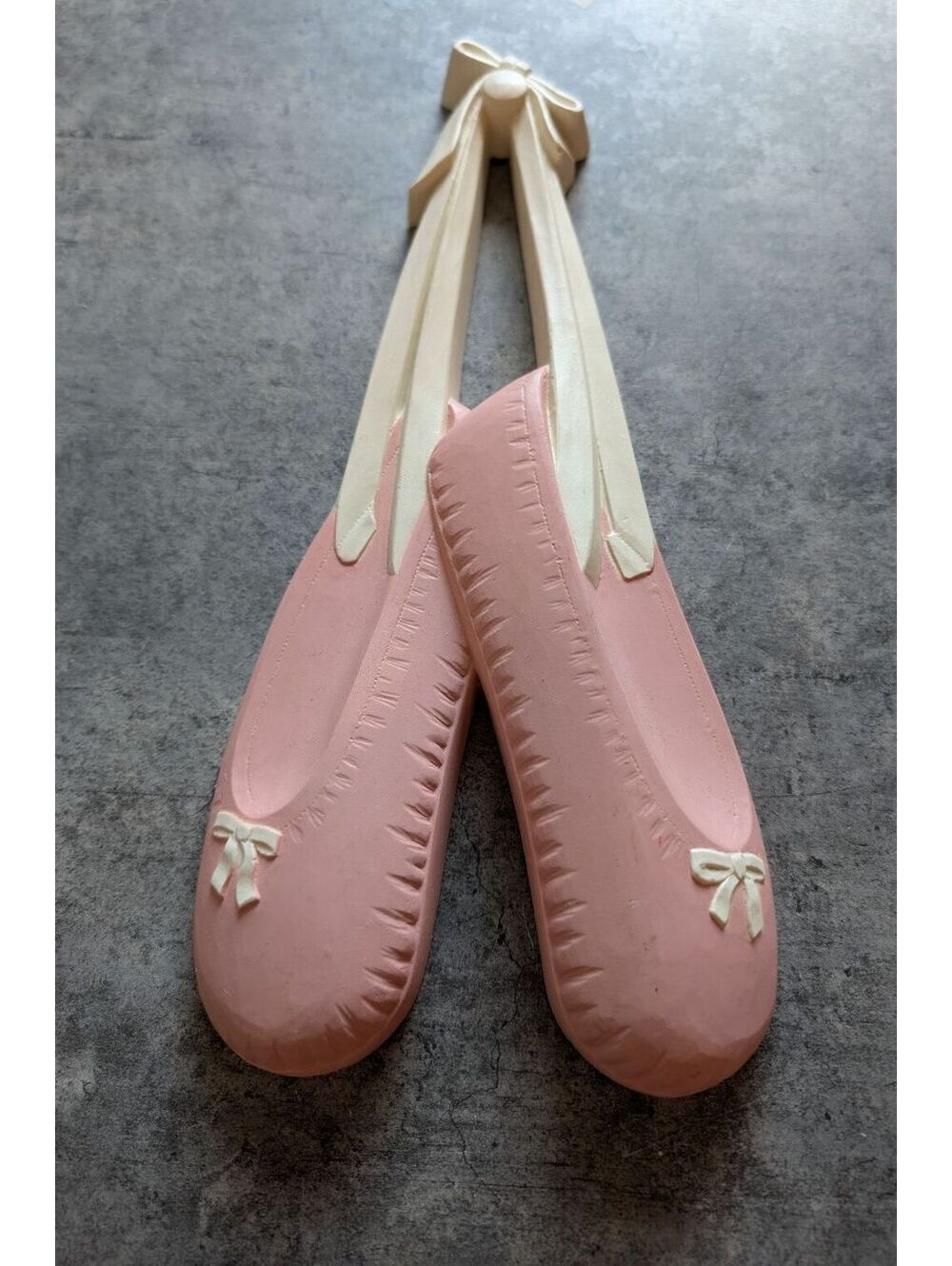 Homco Vintage 1991 Pink 3D Molded Ballerina Slippers Wall Plaque Girls Dancer